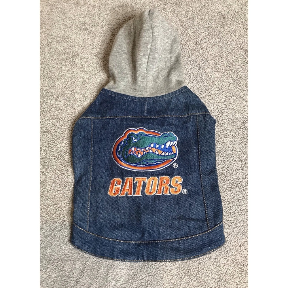 Florida Gators Dog Cat Pets First Hooded Jean Sweatshirt Embroidered Size Small
